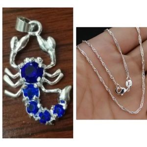 NEW 925 Sterling Silver Crystal Scorpion Necklace